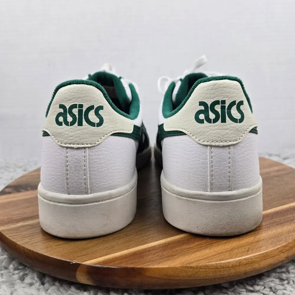 Asics Mens 10.5 Japan S White Jasper Green Leather Casual Retro Low Top Sneaker